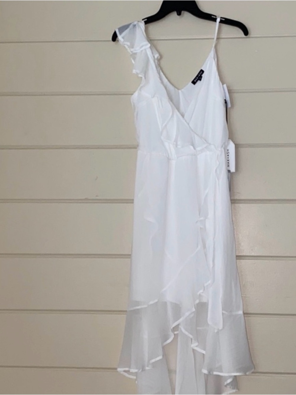 White One-Shoulder Ruffle High/Low Dress - Picture 3 of 6